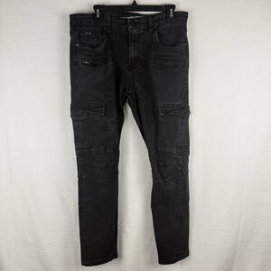 V 1969 Appigliamento Sportivo Italisa Black Jeans, Men's 36 x 30, Stretch, Cargo